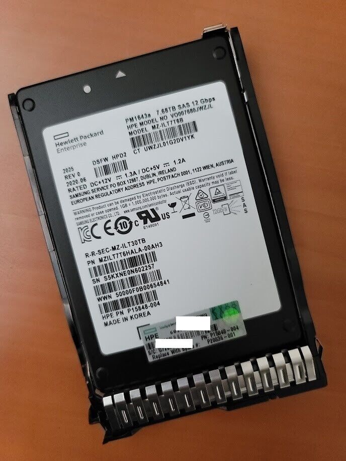 HPE/Samsung 7.68TB SAS 12Gb/s 2.5