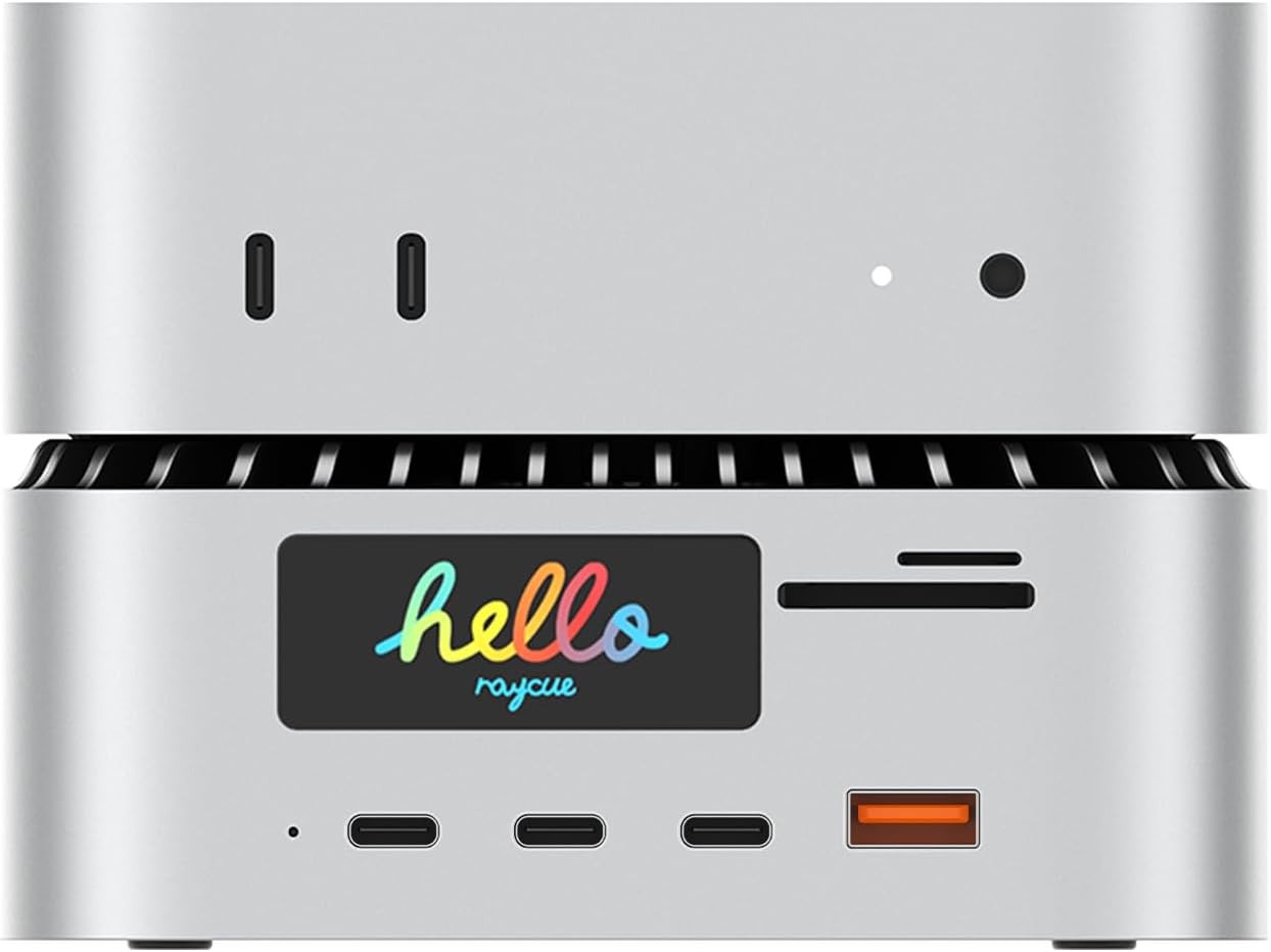 RayCue All-in-One Charger Dock for Mac Mini M6, M5 Pro, M4 with 8TB NVMe