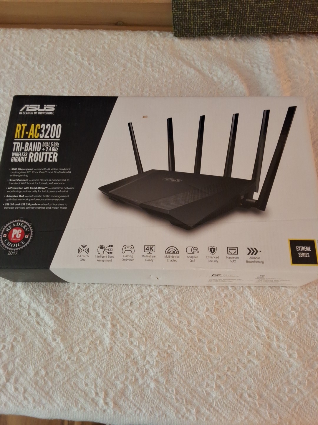 Asus Wireless AC3200 Tri-Band Dual 5GHz+2.4 GHz Wireles Router - Model RT AC3200