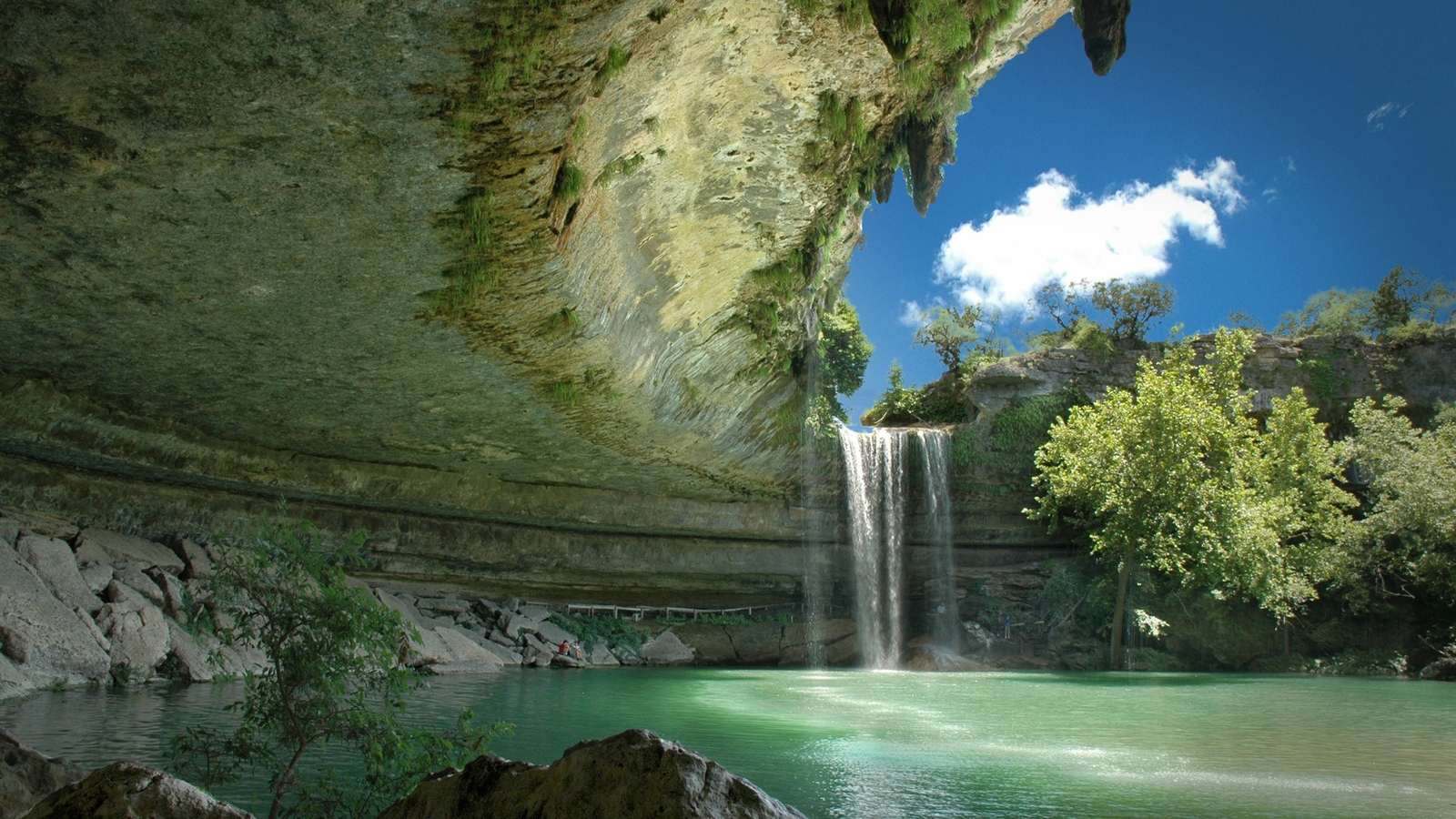 Landscape waterfall nature austin texas usa water Custom Gaming Mat Desk