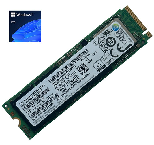 Samsung 512GB M.2 NVMe SSD with Windows 11 Pro for Dell Lenovo HP IBM MZ-VKW5120