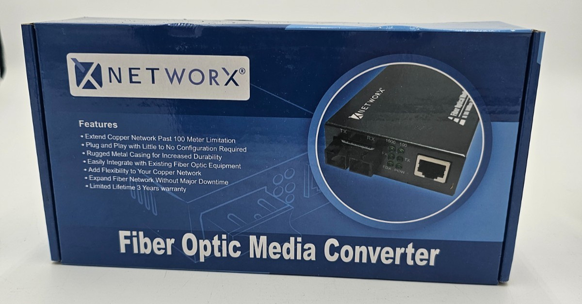 Networx Fiber Optical Media Converter Model FT-1000SM20POE-LC