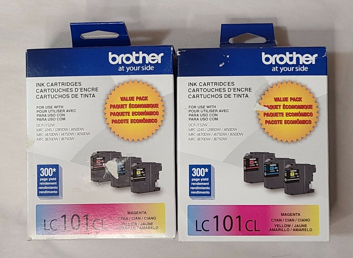 2 Boxes Genuine Brother LC101CL TriColor Ink - 3 Pack - EXP 12/2022 New Sealed
