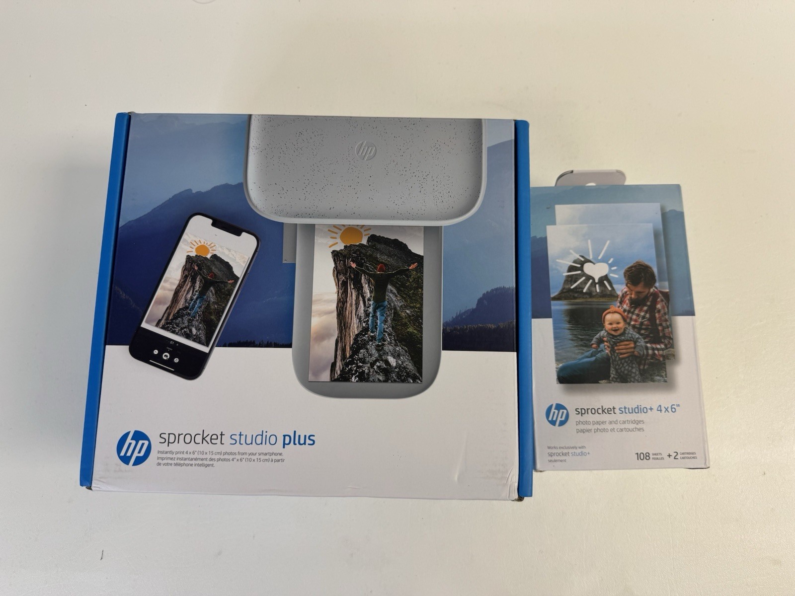 HP Sprocket Studio Plus Wi-Fi Portable Printer Bundle w/ Refill Paper Cartridges