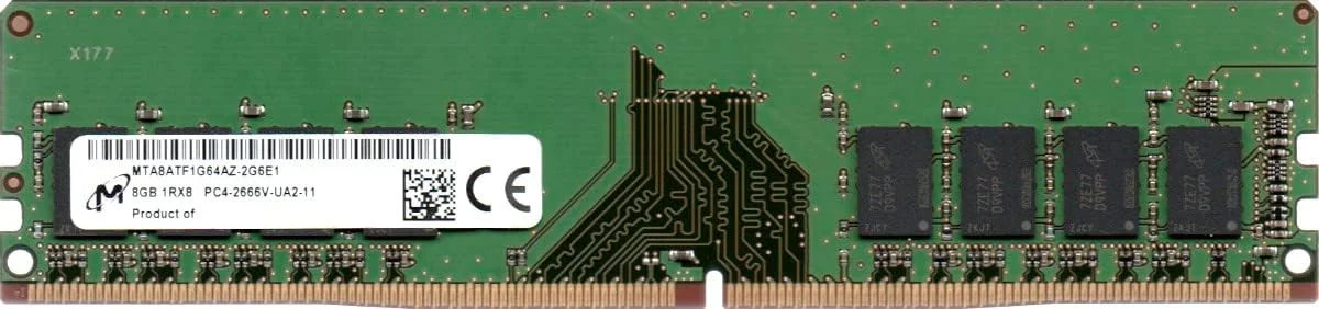 Micron 8GB 1Rx8 PC4-2666V-U DDR4-21300 Non-ECC Memory MTA8ATF1G64AZ-2G6