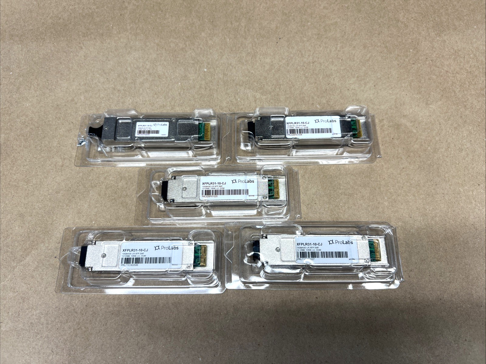 LOT of 5 PROLABS XFPLR31-10-CJ  10GBASE-LR XFP SMF 1310NM, 10KM, LC, OPTICAL TX