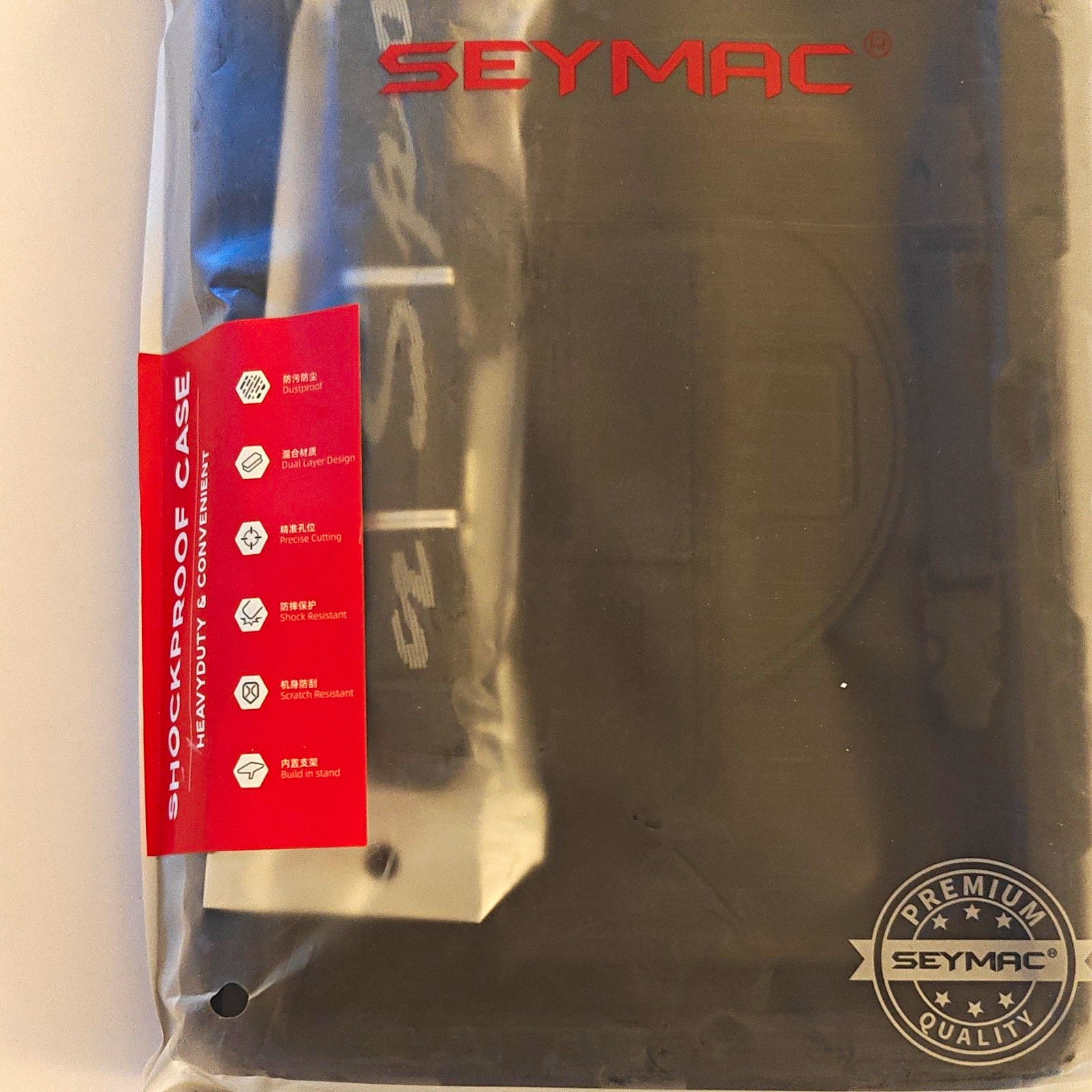 SEYMAC Shockproof Rugged Case for Samsung Galaxy Tab, Black, Rotating Stand
