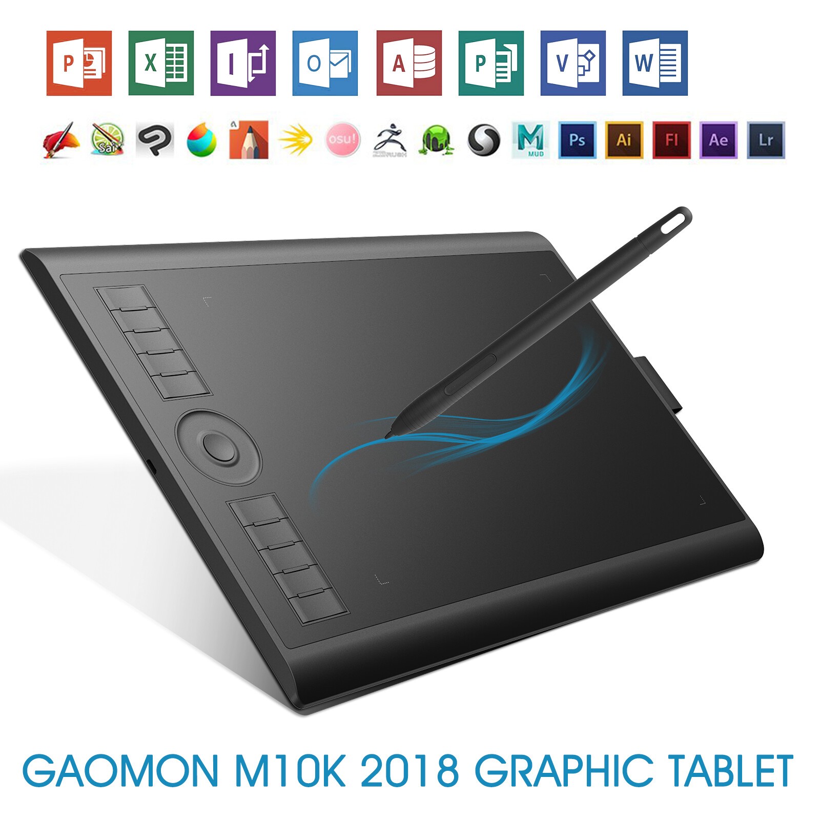 Graphic Drawing Tablet Art Painting Board Passive Pen Gaomon M10K 2018 10x6.25in