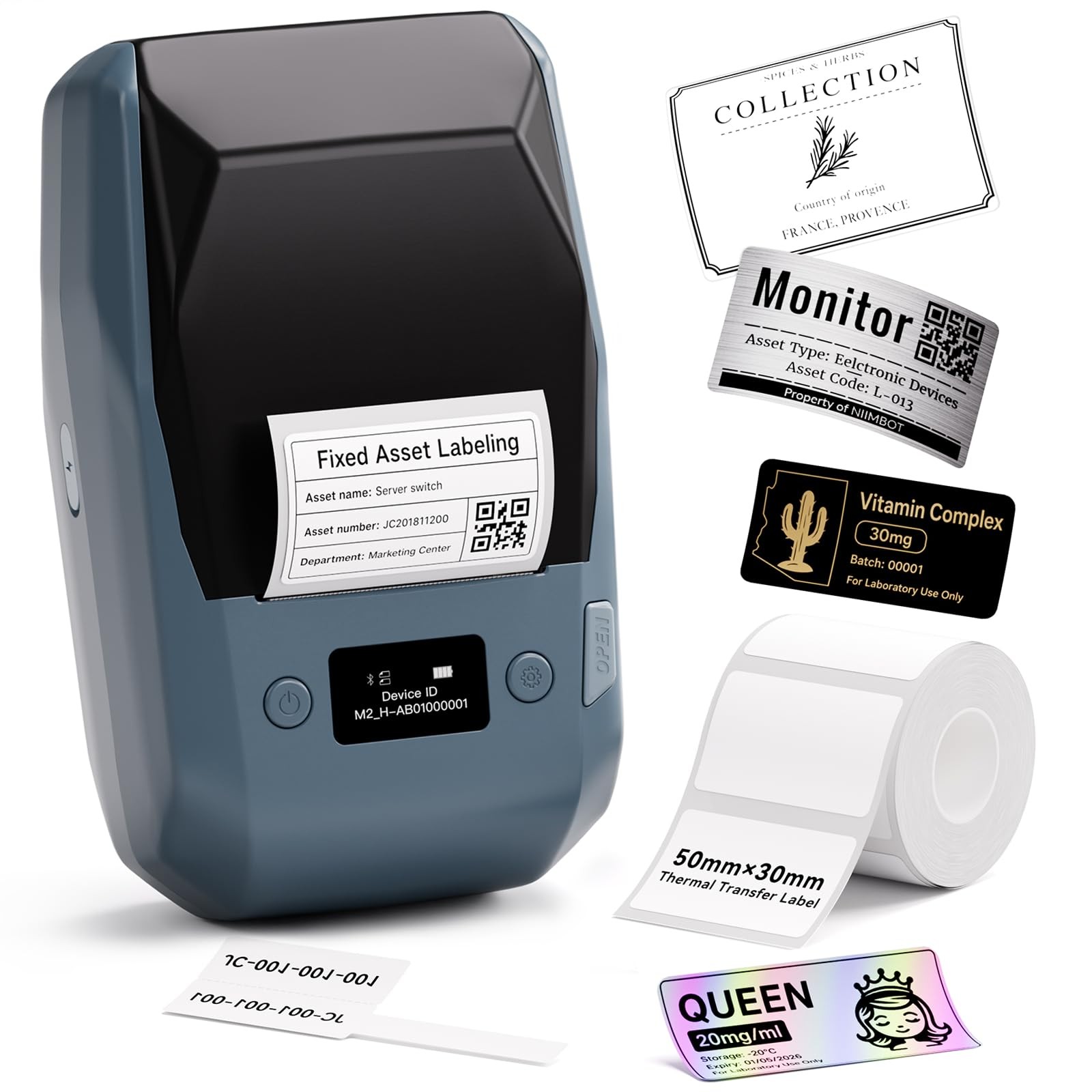 NIIMBOT M2 2 Inch Bluetooth Thermal Transfer Sticker Printer Support Blue
