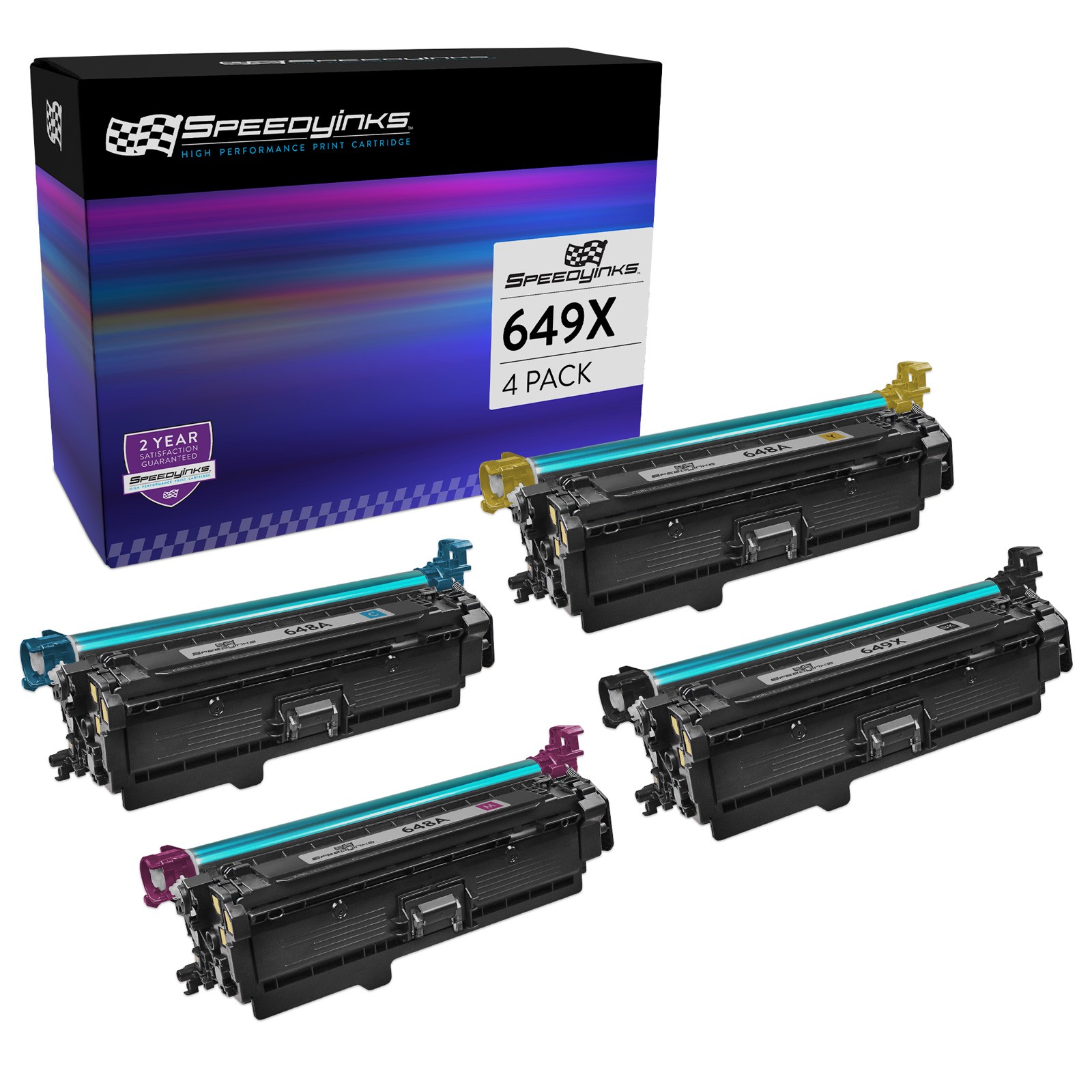 Reman Toner Cartridge Replacement 1 Blk 1 Cyan 1 Magenta 1 Yellow 4PK for HP649X