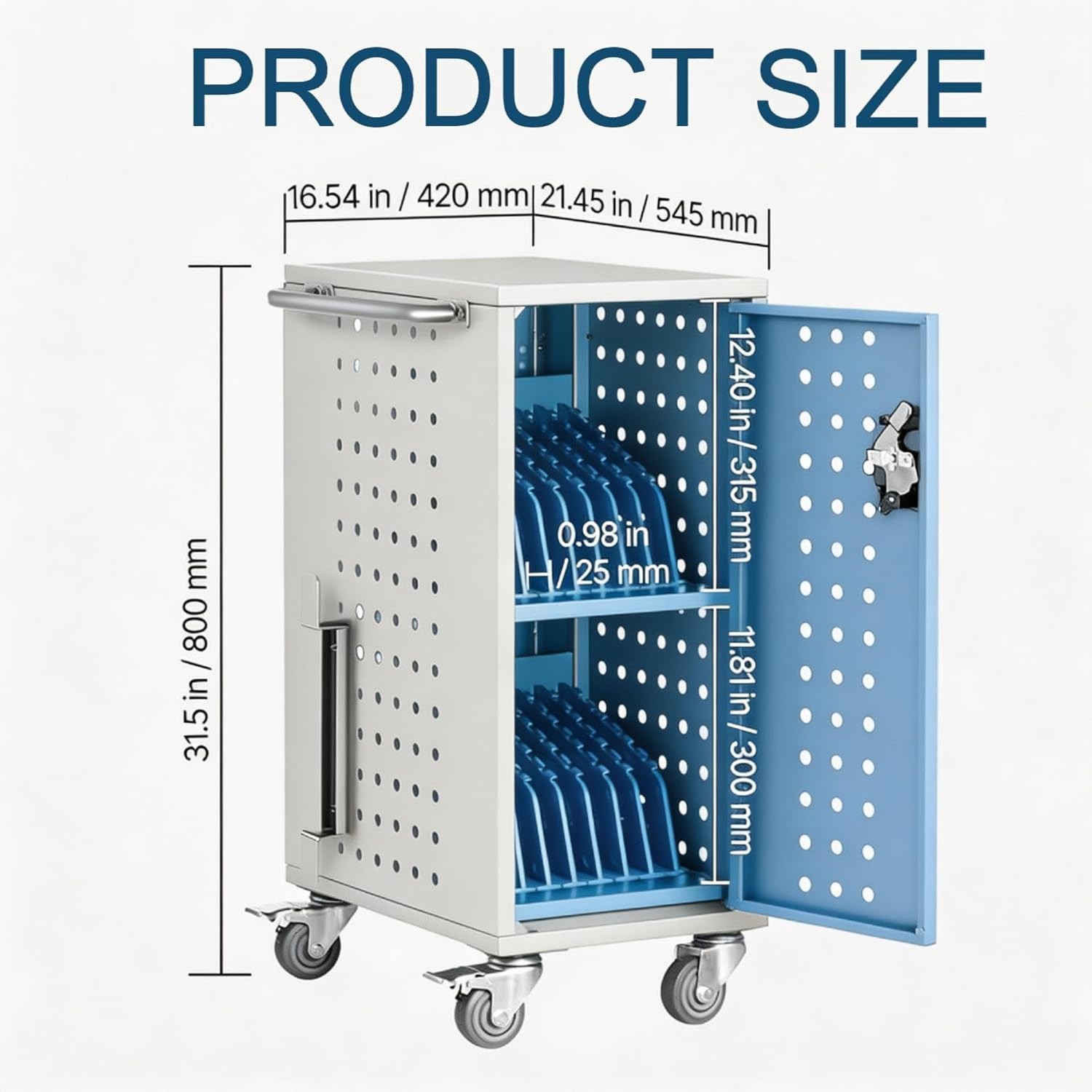 Lockable Laptop Charging Cart Mobile Charging Station with Cable Management