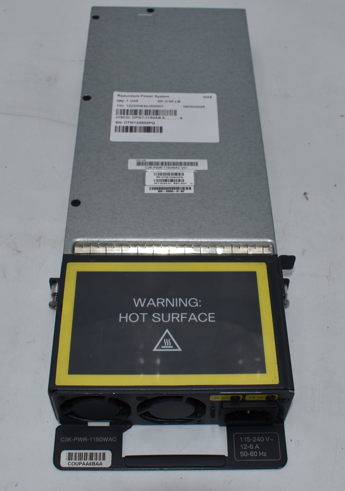 Cisco DPST-1150AB AB Power Supply Delta C3K-PWR-1150WAC V02