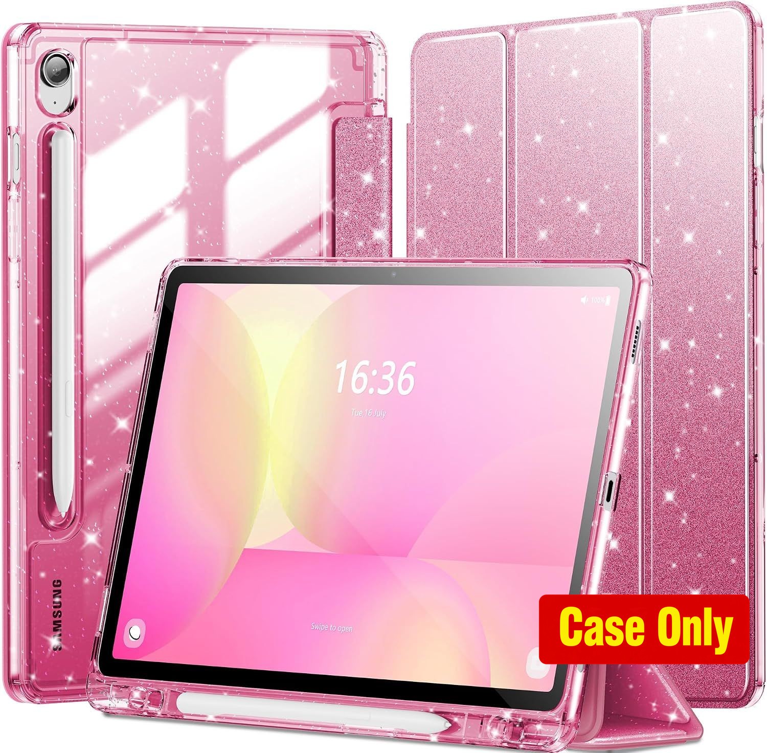 Pink Glitter Case for Samsung Galaxy Tab S10 Lite 10.9" with S Pen Holder