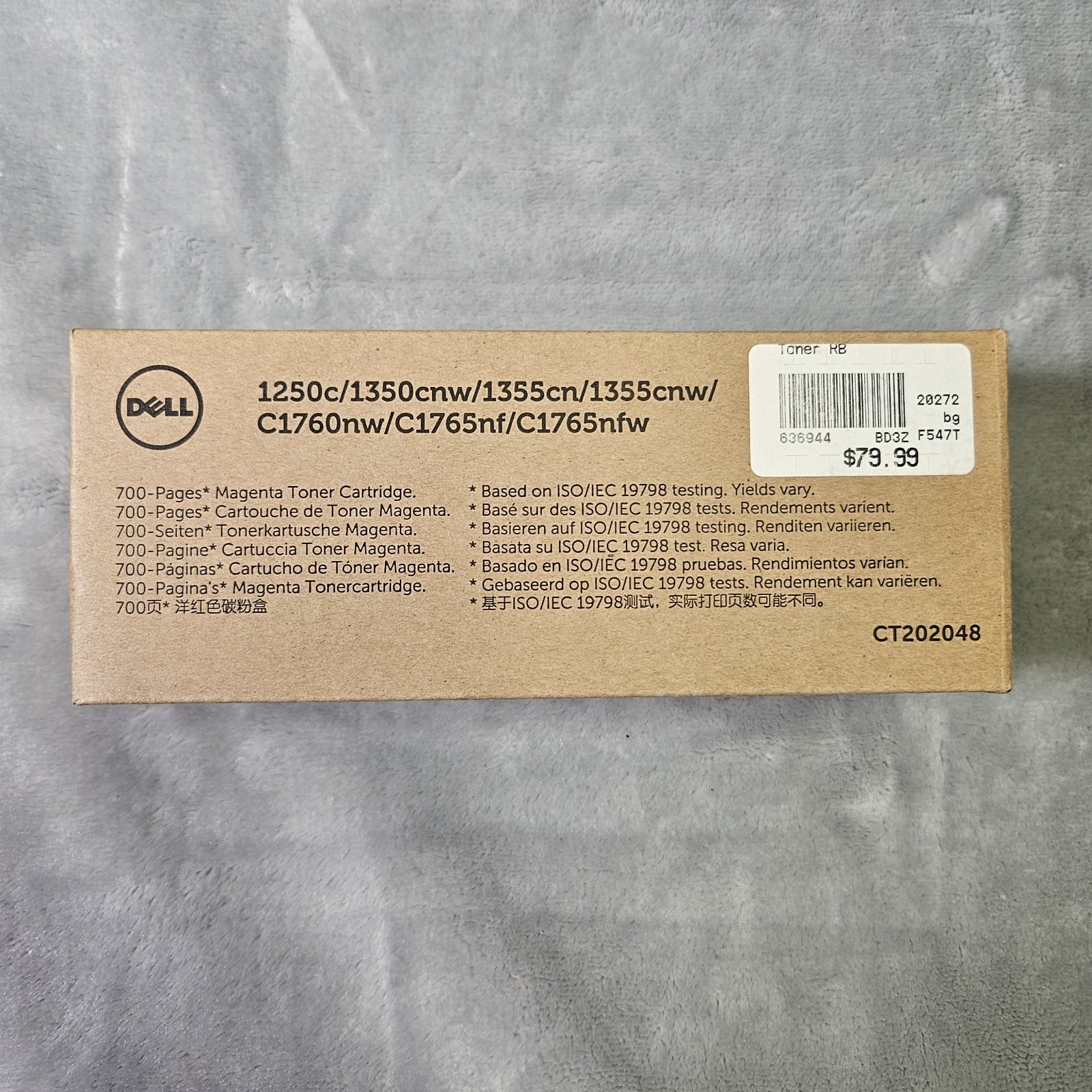 Dell Genuine OEM Magenta Toner Cartridge CT202048 1250c C1760nw New Unopened