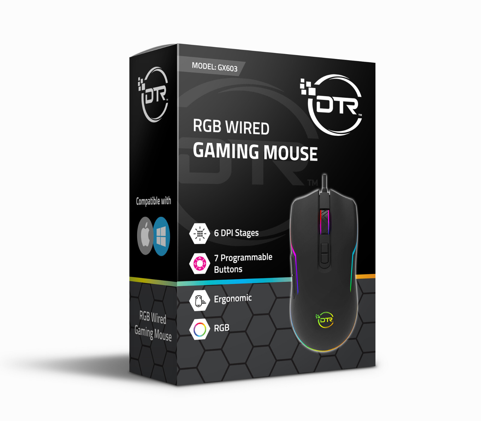 Wired Gaming Mouse RGB LED Backlight USB Wired 7200 DPI Gamer