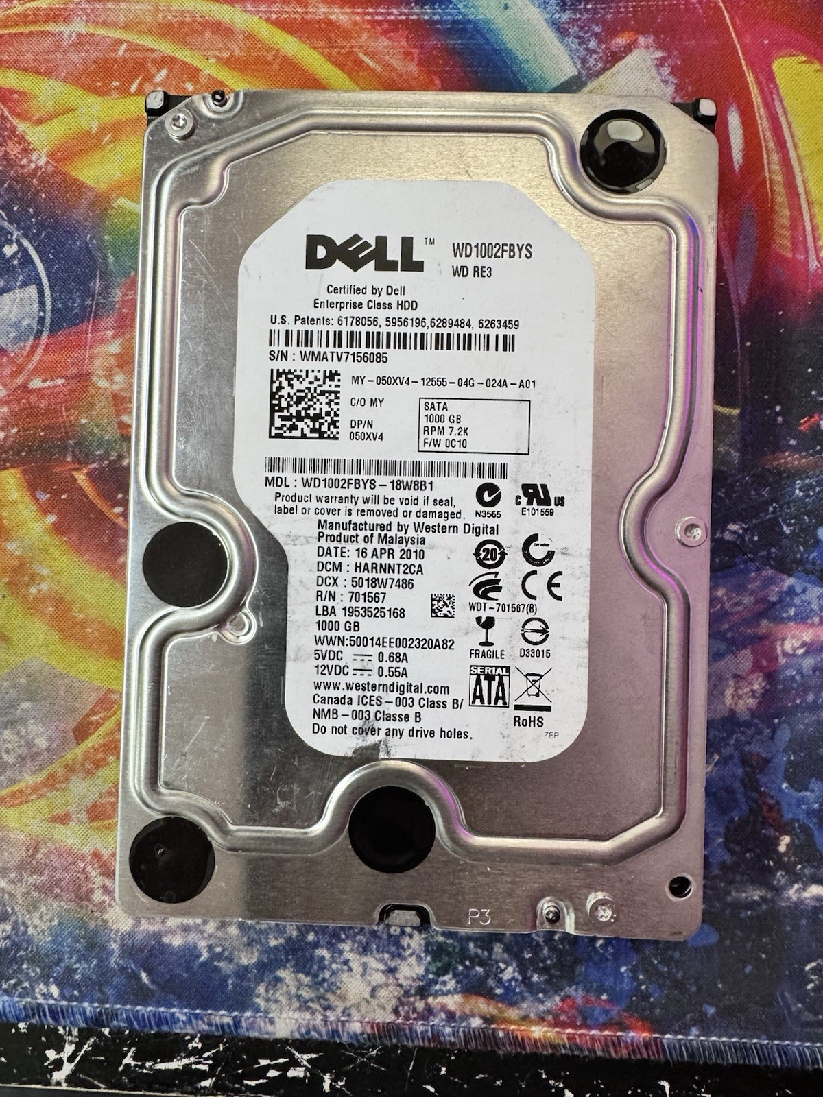 Dell Western Digital 1TB 3.5" HDD WD RE3 7200RPM SATA WD1002FBYS DP/N 050XV4