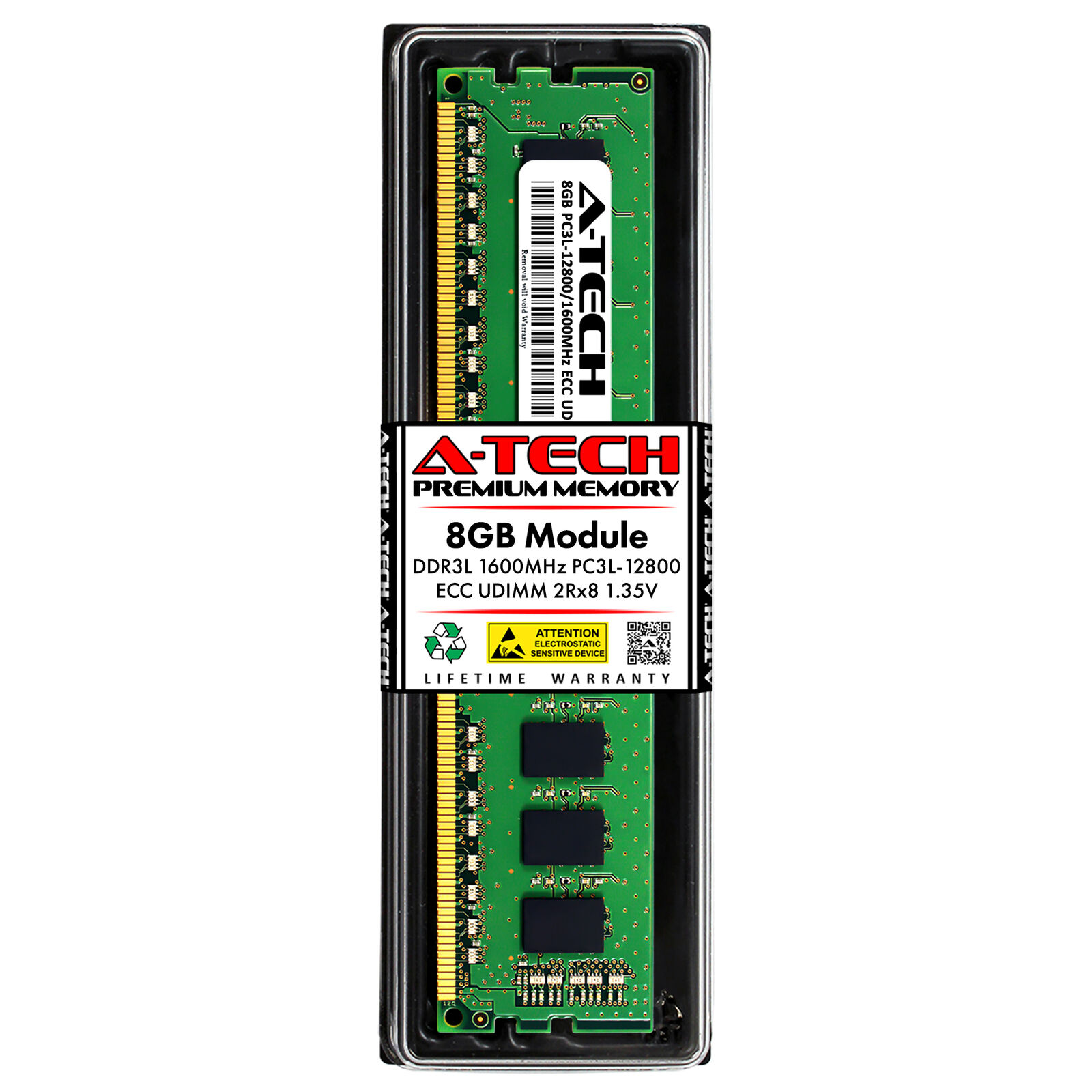8GB PC3L-12800E ECC UDIMM (Samsung M391B1G73BH0-YK0 Equivalent) Memory RAM