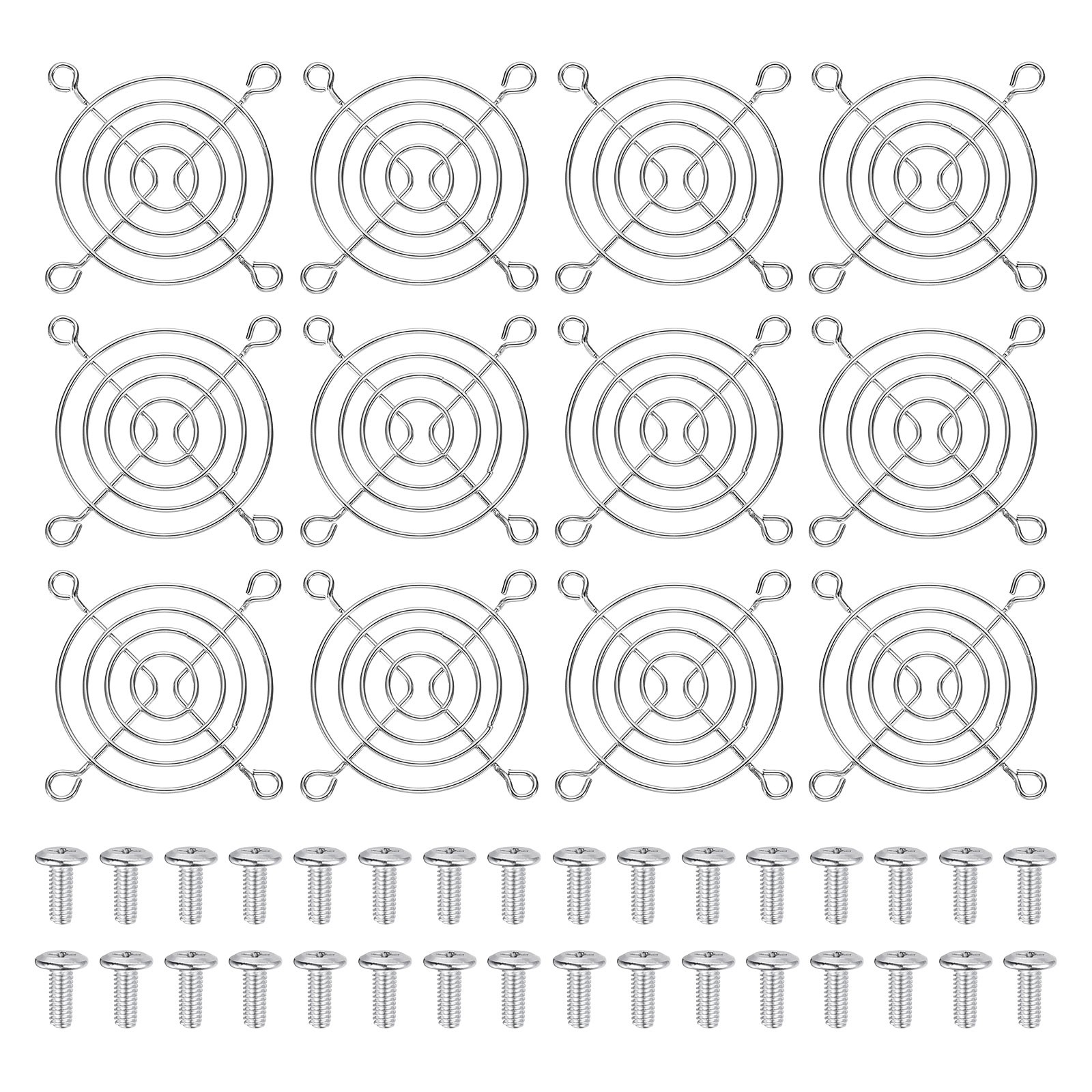 12 Pcs 60mm Fan Finger Grill Metal Ventilation Grill Cover with Screws, Silver