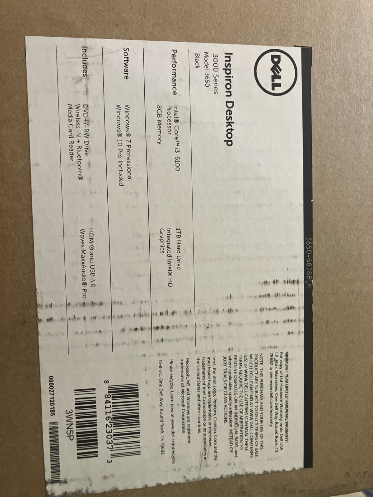 Dell Inspiron 3650 All-in-One Desktop - Customized