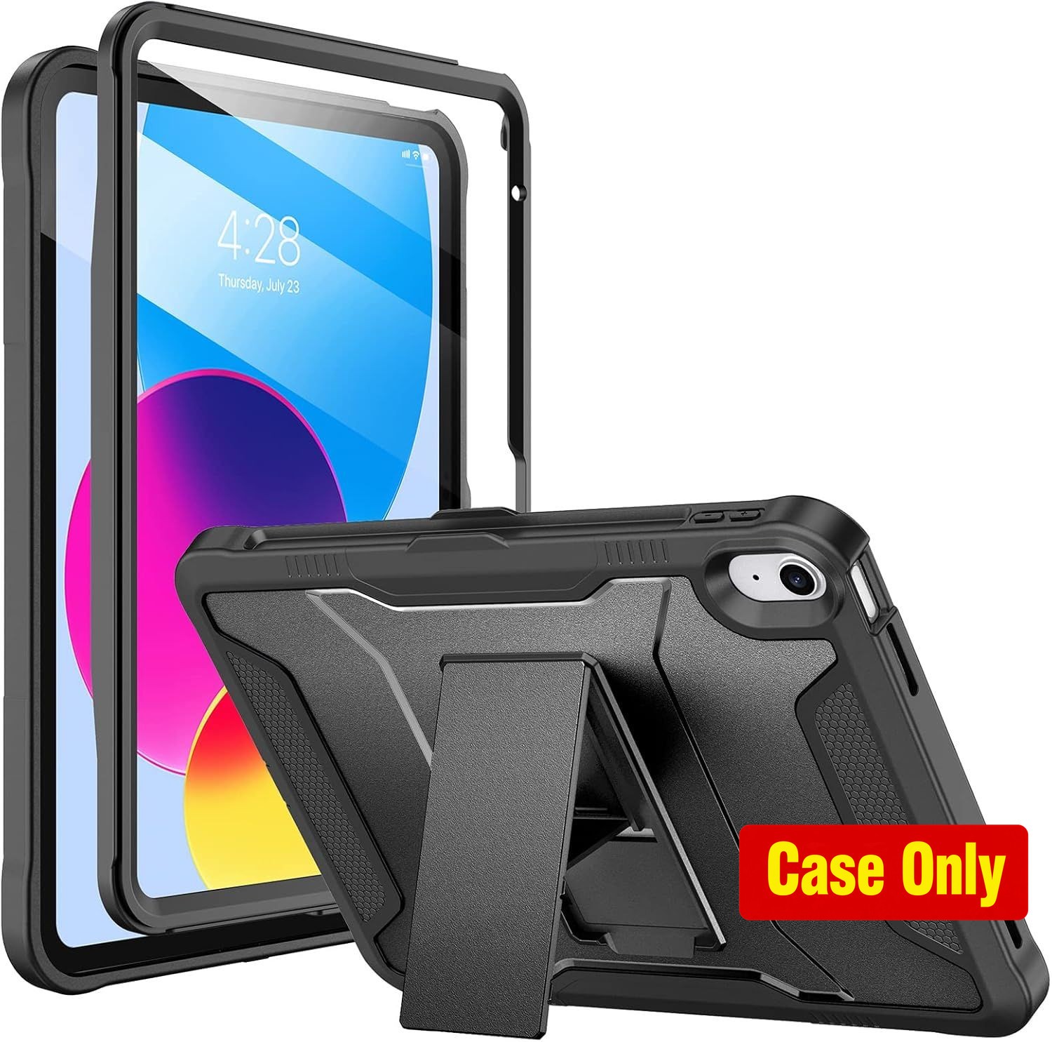 Rugged Black Case with Kickstand and Screen Protector for iPad 11" 2025 & 10.9"