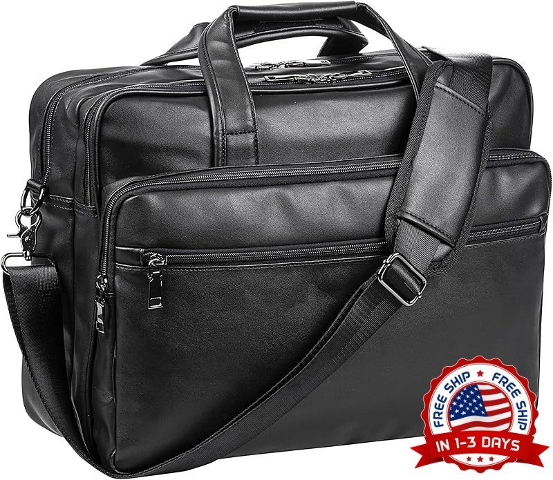 Bolso de cuero para portátil de 17,3 pulgadas,maletín tipo mensajero para hombre