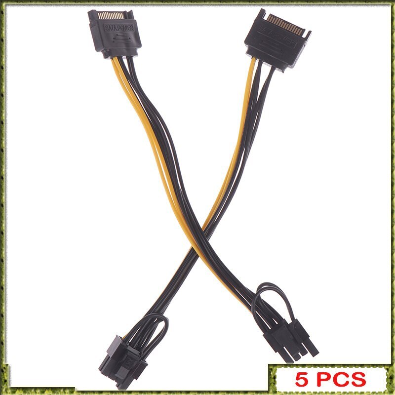 5pcs 15pin SATA Male To 8pin(6+2) PCI-E Power Supply Cable 20cm 15-pin 8 Pin