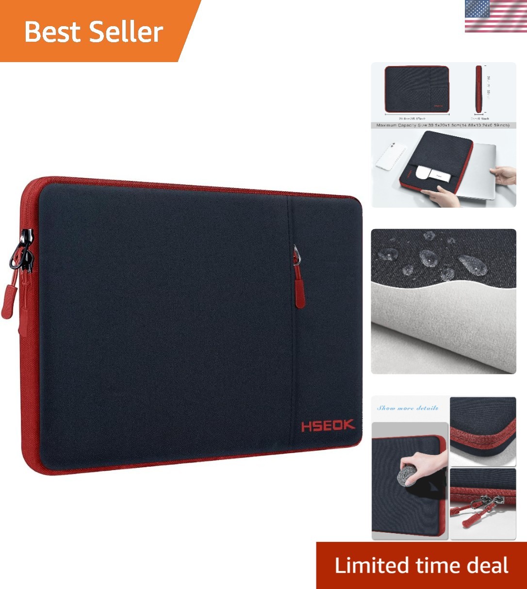 Stylish 15.6-Inch Protective Laptop Sleeve, Waterproof & Versatile with Pocket