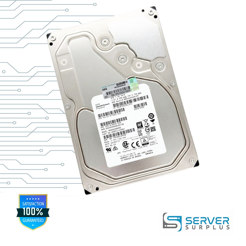 HPE MG06ACA800E 8TB SATA 512e 3.5 in Enterprise HDD | 877683-002 | HDEPV11CGA51