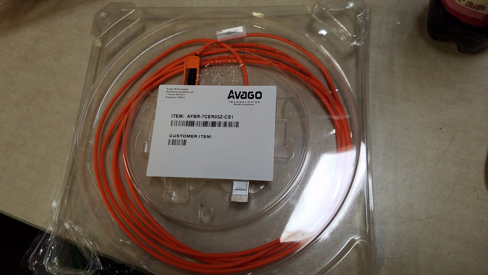 New Avago cisco AFBR-7CER03Z-CS1 SFP-10G-A0C3M CABLE CLASS 1 ORANGE