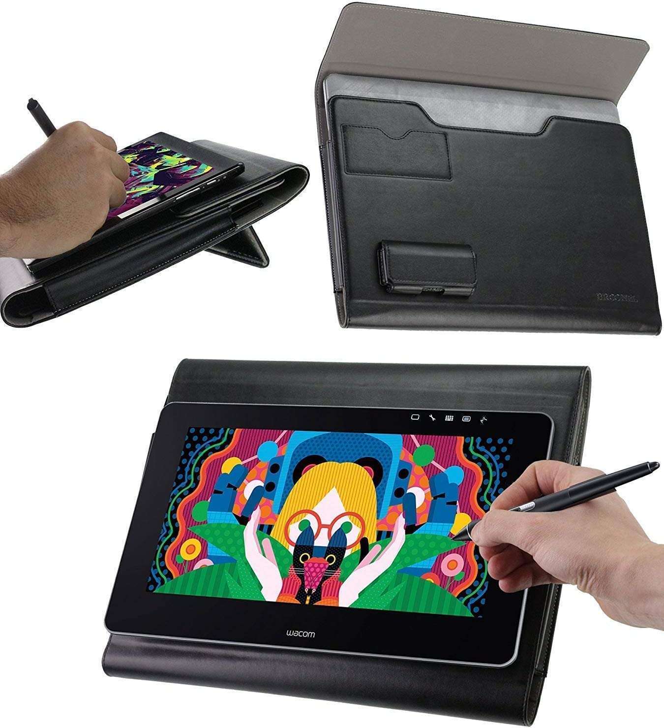 Broonel Leather Folio Case For VEIKK Voila L Digital Graphics Drawing Tablet