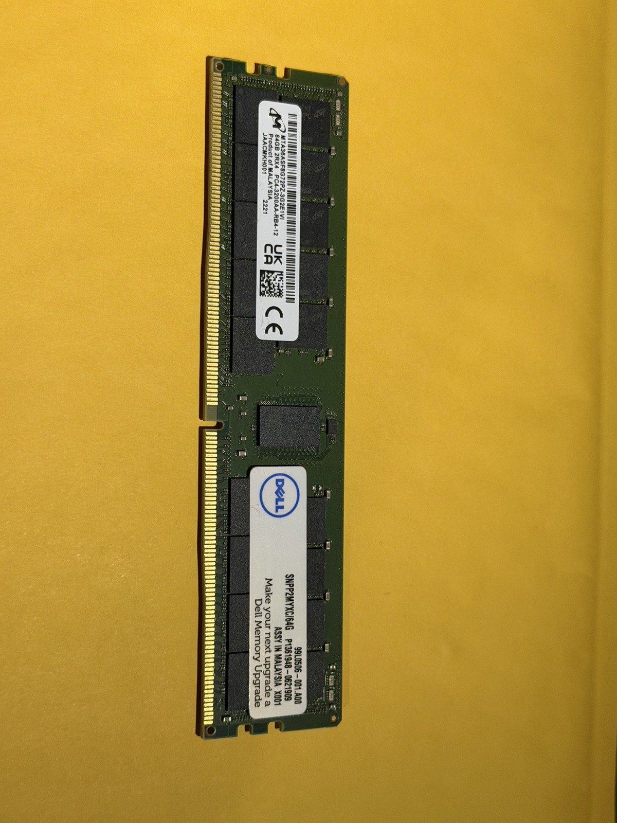 MICRON 64GB (1X64GB) 2RX4 PC4-3200AA DDR4 SERVER MEMORY MTA36ASF8G72PZ-3G2E1