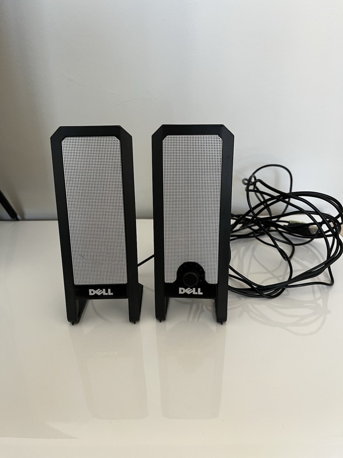 Genuine Dell (A225) Small USB Wired Computer Speakers w/ Volume Knob TESTED