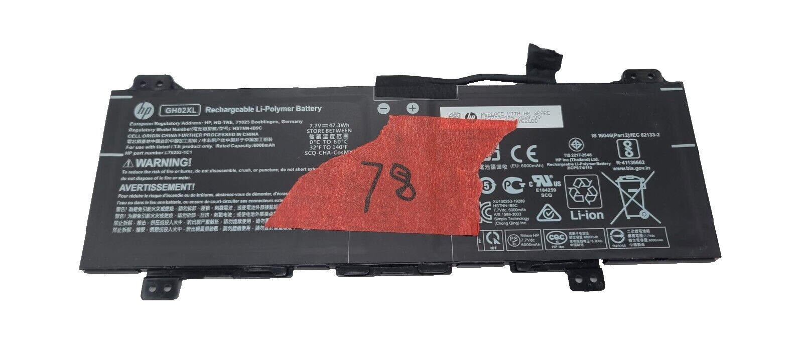 Genuine GH02XL L75783-005 Battery For HP Chromebook 70-79%