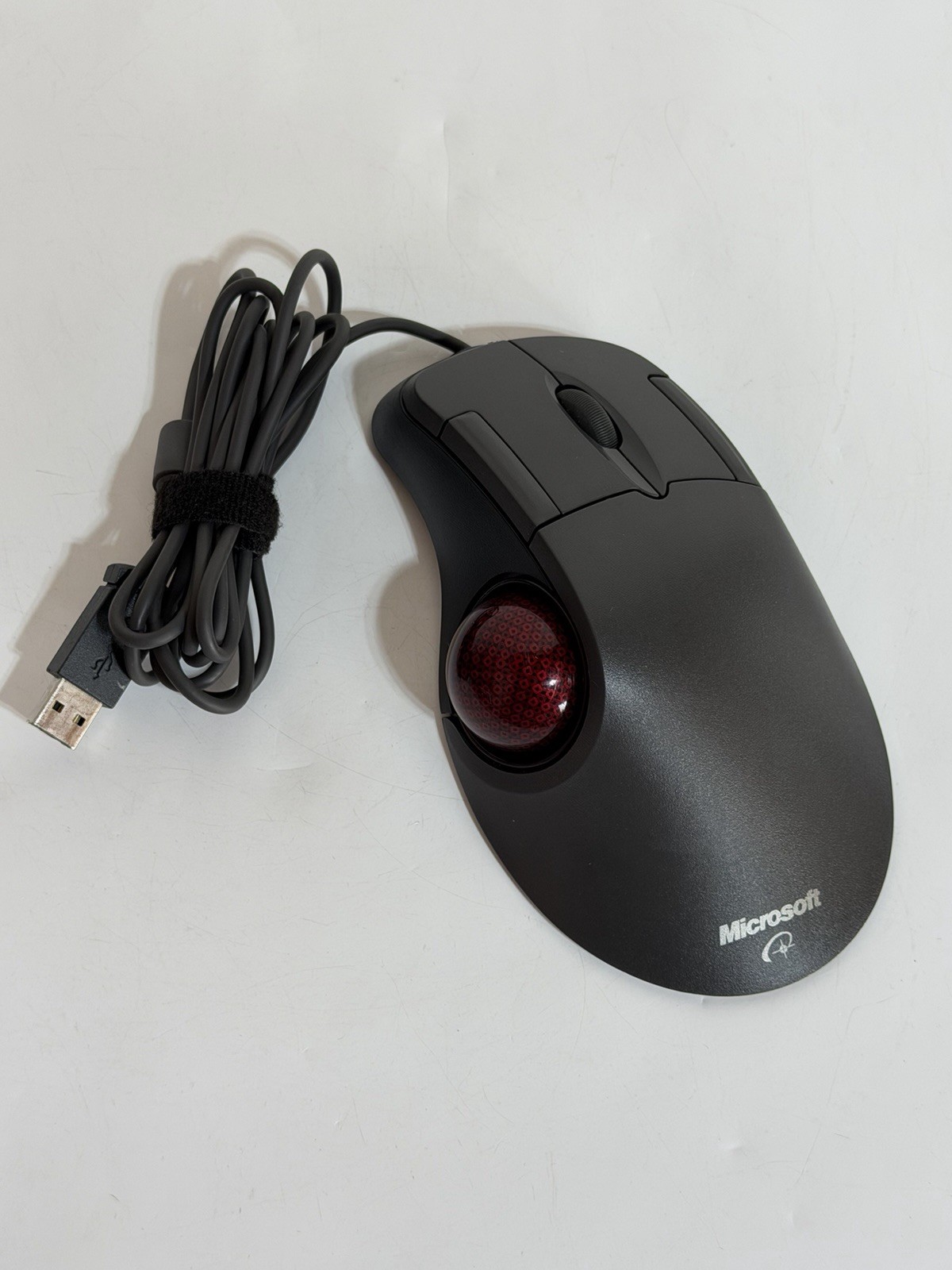 Microsoft Trackball Optical 1.0 PS2/USB Compat Mouse X05-87475 Red Ball Works
