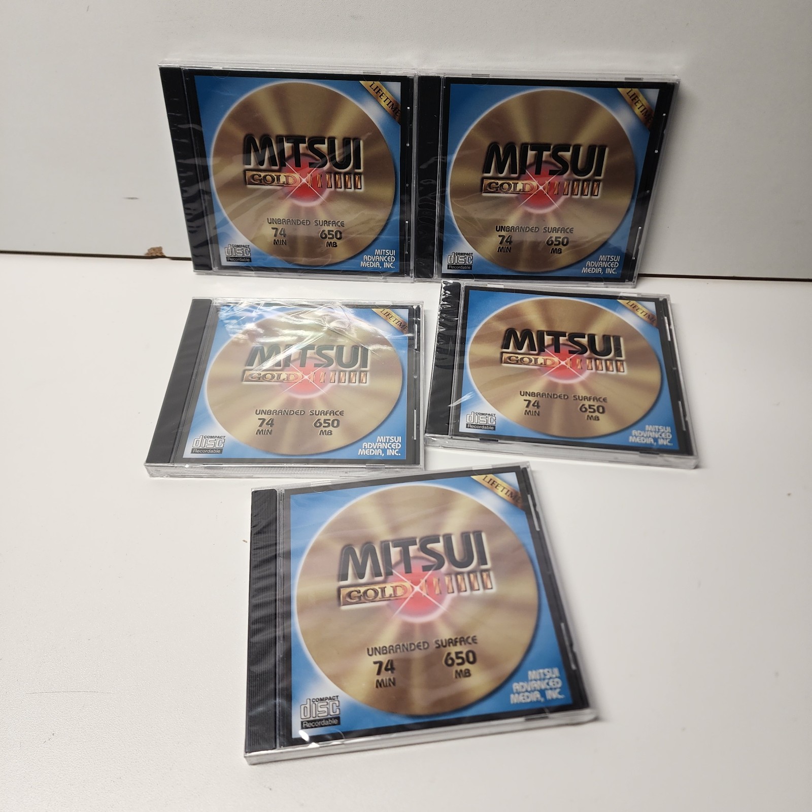 5x New MITSUI Gold CD-R 74 Minute Recordable Compact Disc CD 650MB Sealed Lot