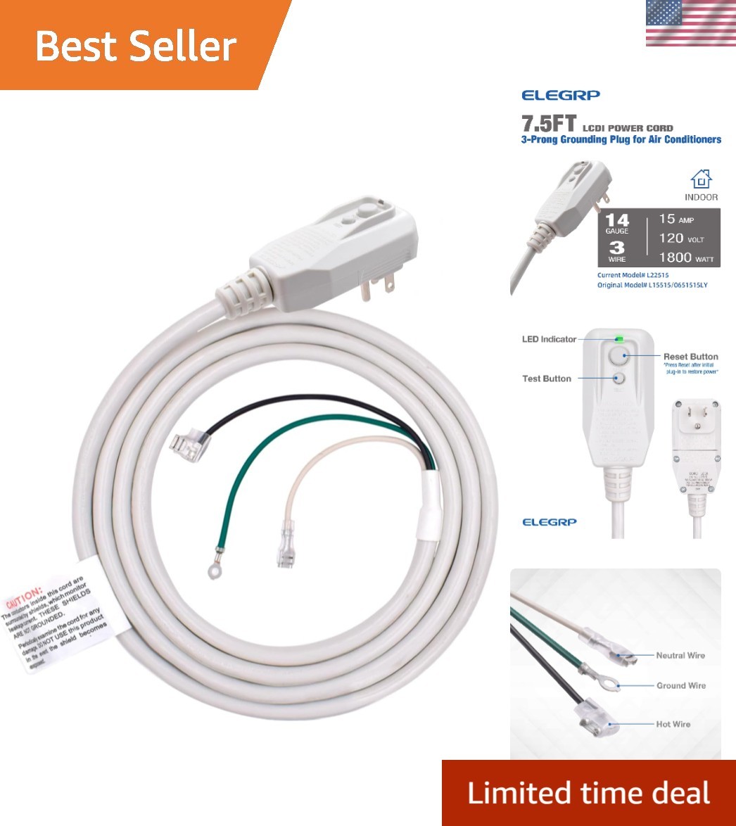 0651515LY L15515 L22515 14AWG LCDI Power Cord Plug for A/C Air Conditioner, E250