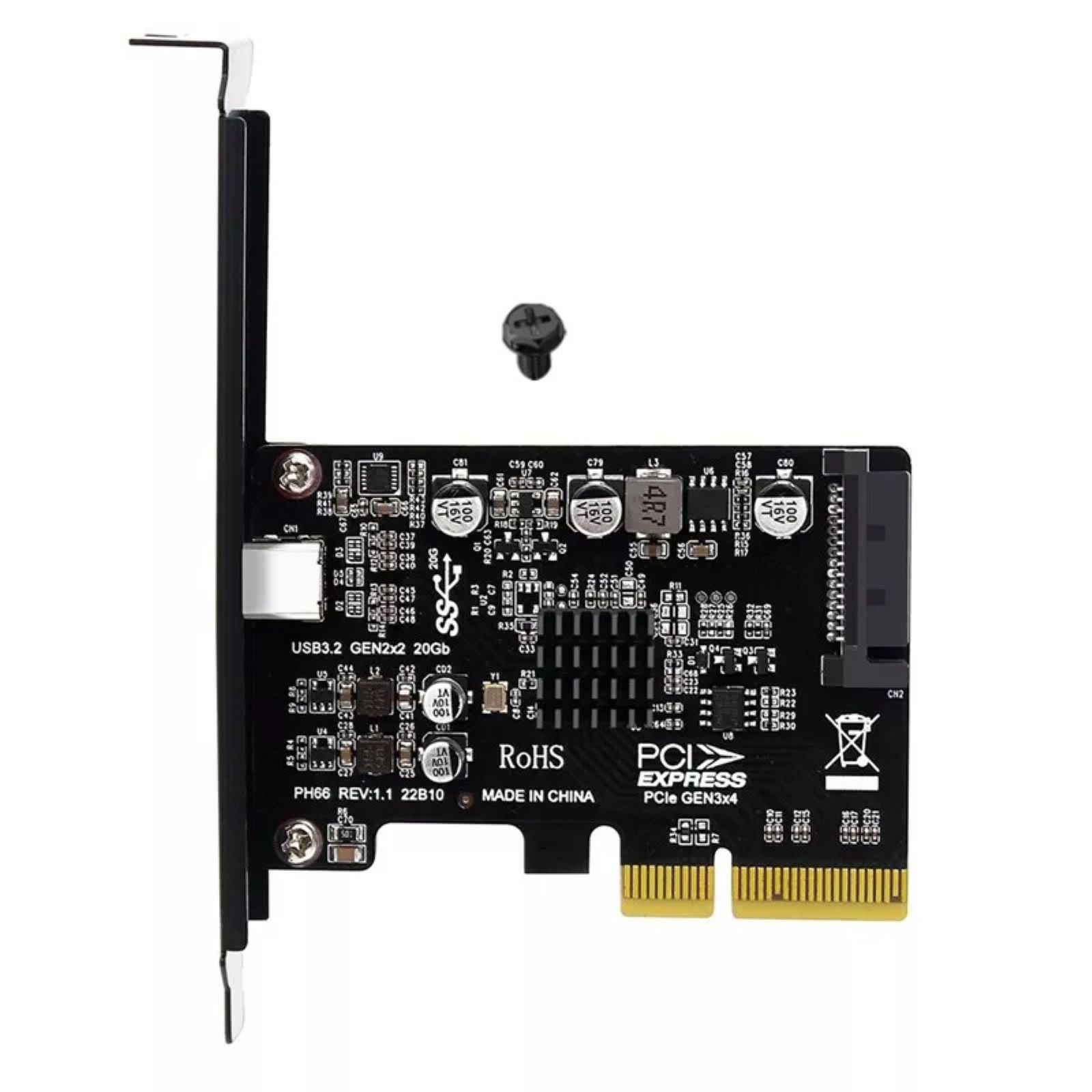PCIE to Type-C USB 3.2 Gen 2X2 20Gbps ASM3242 Expansion Card Accessories