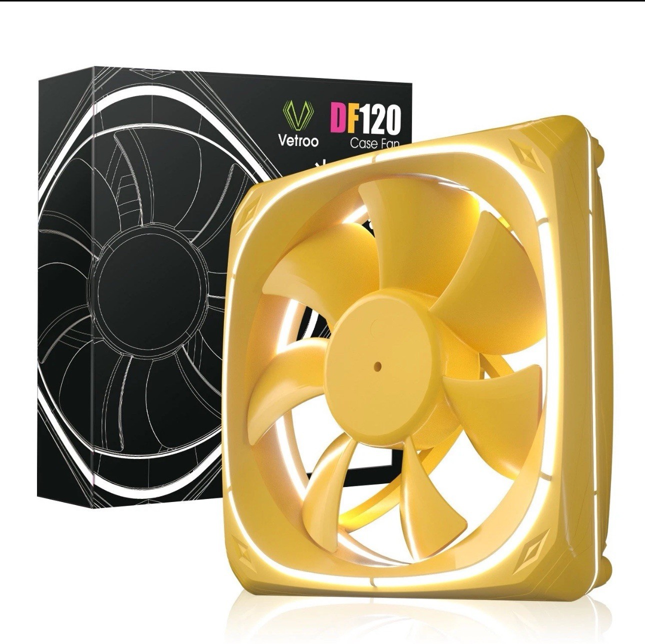 Vetroo DF-120 Yellow LED Lighting 120mm Case Fan PC Computer Silence Cooling Fan
