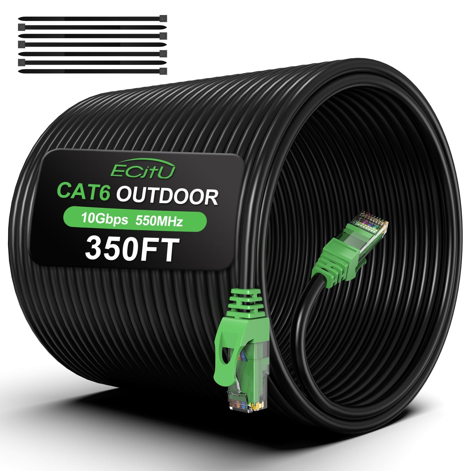 350Ft Cat6 Outdoor Ethernet Cable, In-ground, Heavy Duty Direct Burial