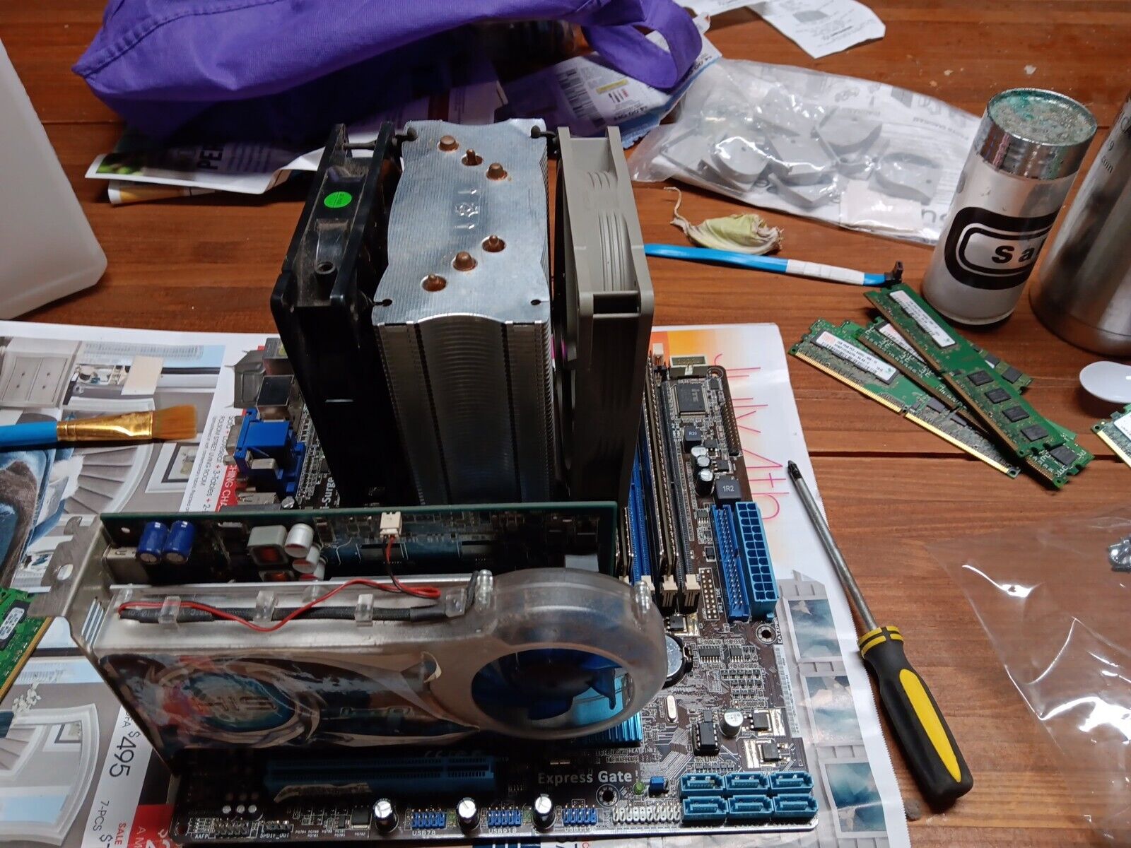 Motherboard Combo Cpu Gpu Retro Pc Setup Phenom II X4 B55 Radeon 4670 4x2gb Ram