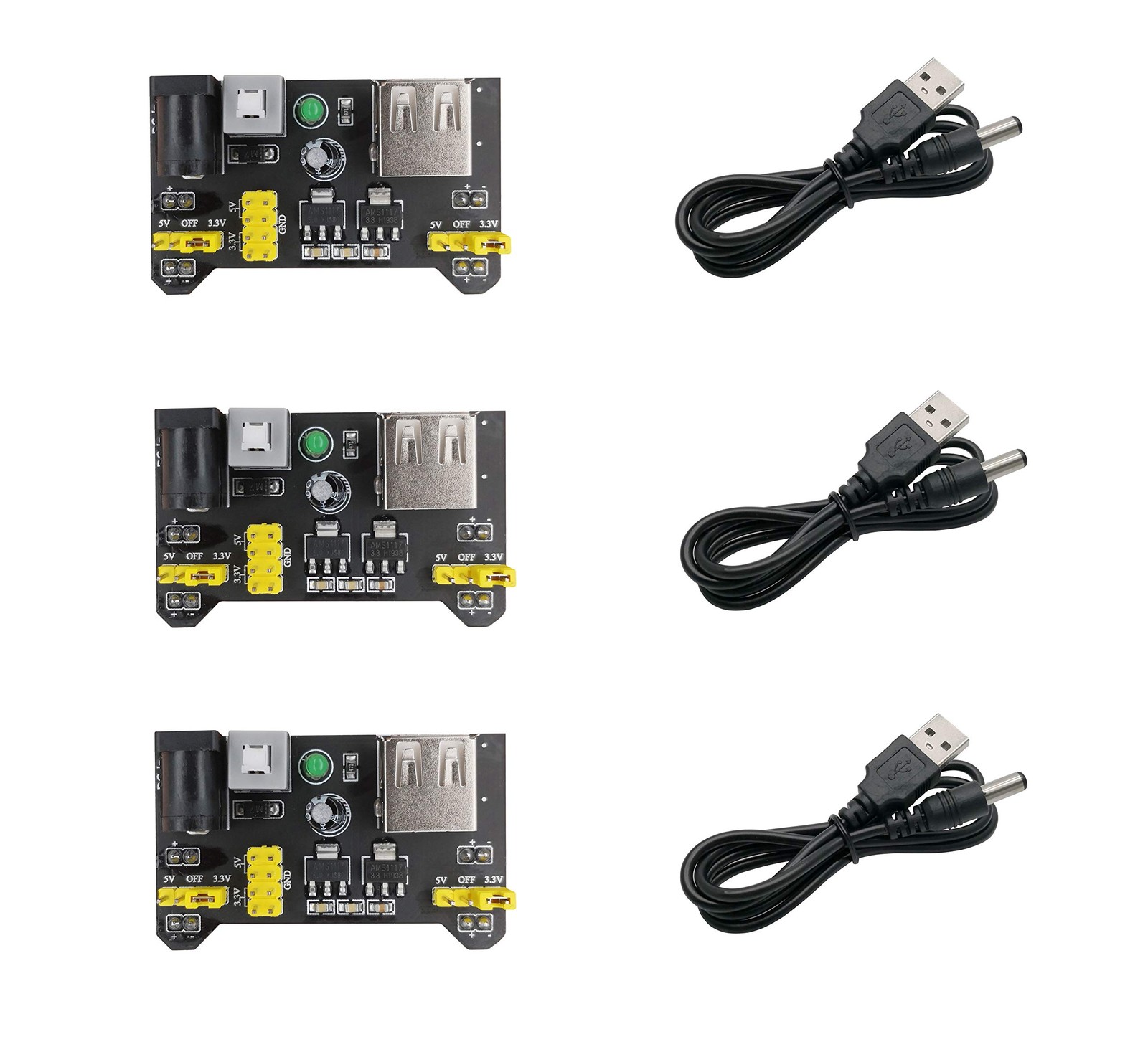 3pcs 3.3V/5V Power Supply Module for MB102 Breadboard