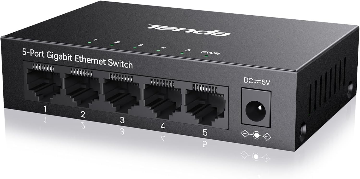 5 Port Gigabit Switch, Unmanaged Ethernet Switch, Network Splitter with Traff...