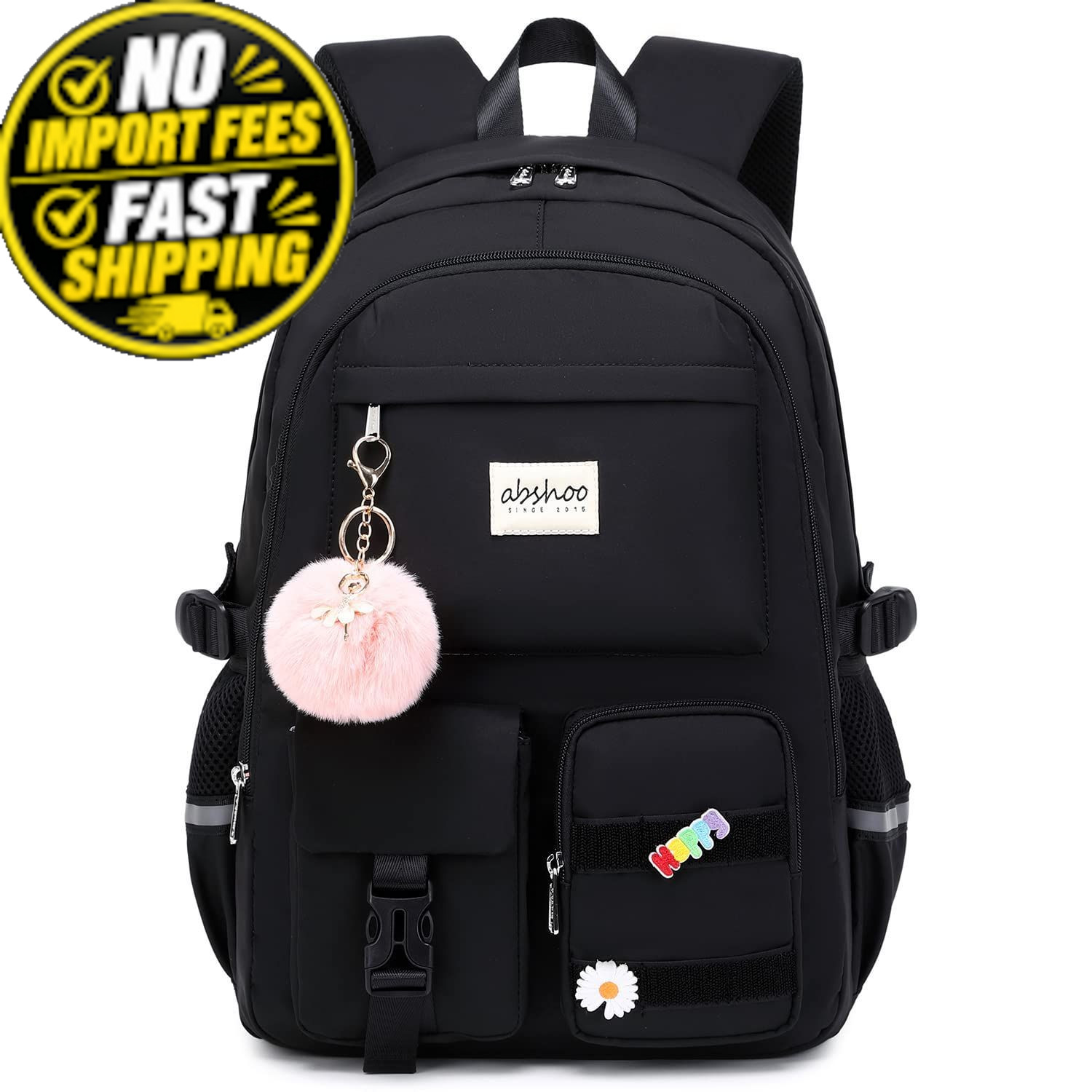abshoo Big Student Laptop Backpack For College Women Middle High Large, Black