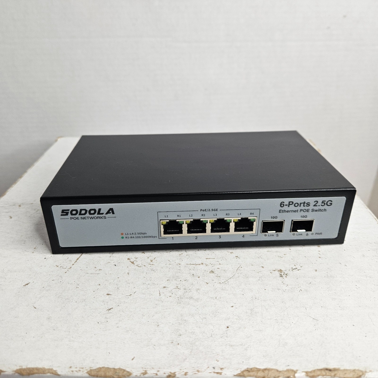 SODOLA 6 Port 2.5G PoE Switch Unmanaged 1 x 10G SFP, 4 x 2.5G POE Ports, 65 W