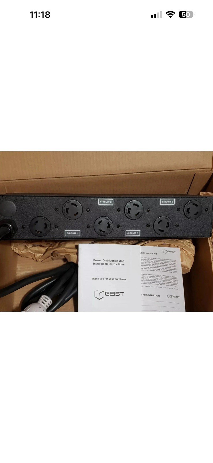 Basic Geist 2XPRC060-103L20TL6 2U Rack 24 Amp 208V 4.9KW Output PDU 6x L60-20R
