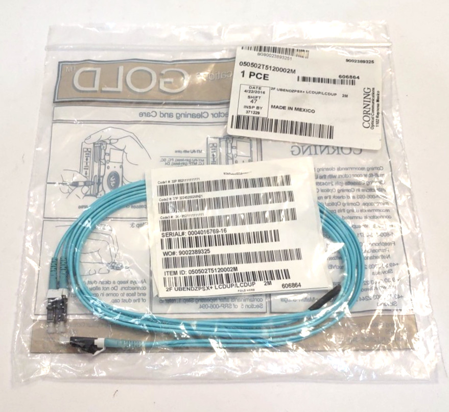 Corning 050502T5120002M LC-LC Duplex OM3 50/125 Multimode Fiber Patch 2 Meters