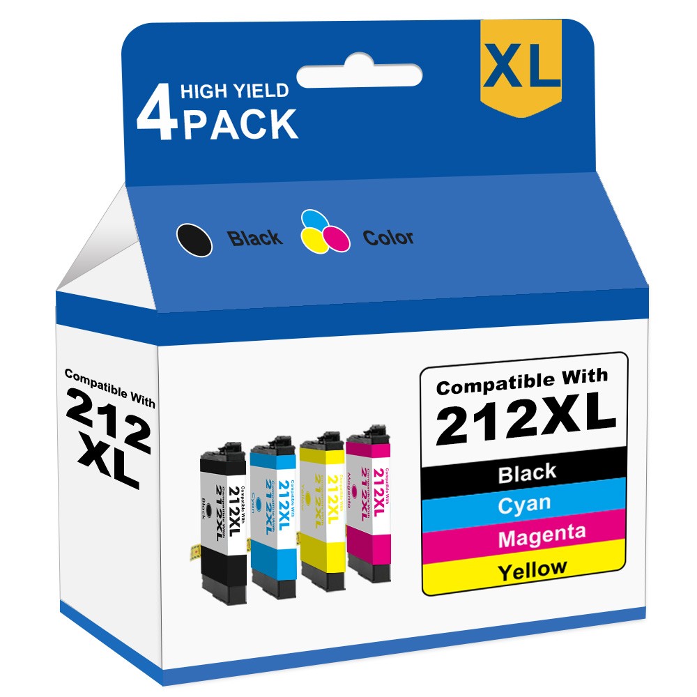 4Pack 212XL Ink compatible forEpson 212XL Workforce XP-4100 WF-2850 Printers