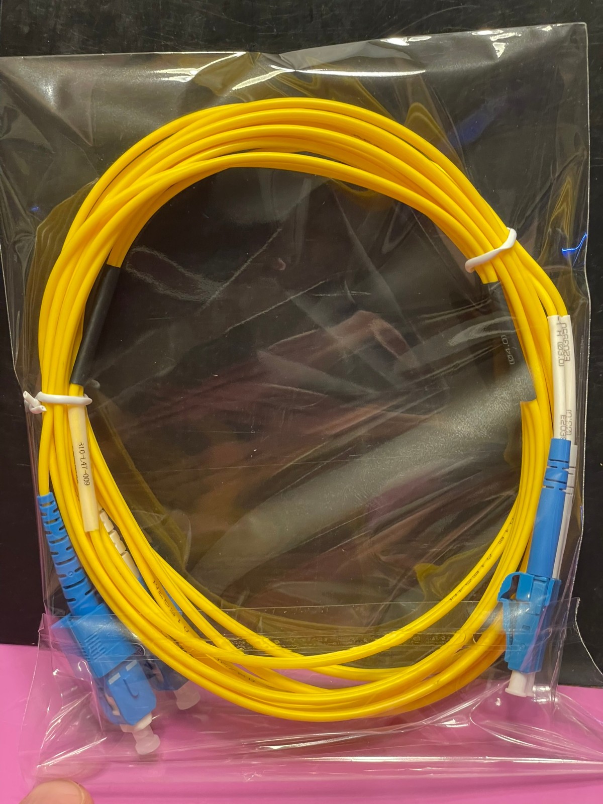 Single Mode Fiber Optic Patch Cable LC to LC Duplex 10ft Yellow Jumper Lead