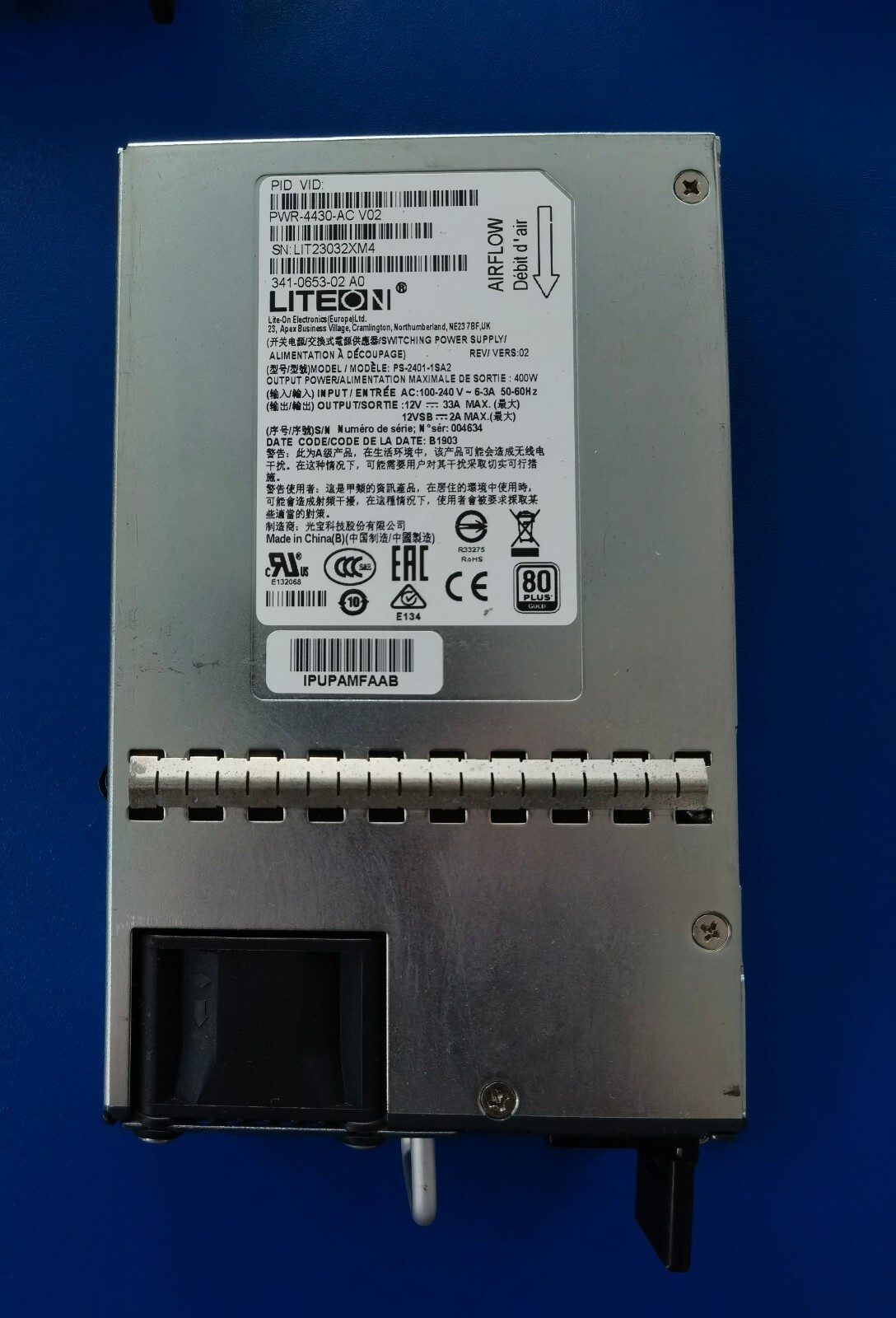 Cisco PWR-4430-AC 341-0653-02 V01 V02 AC 400w Power Supply for ISR 4430 Tested
