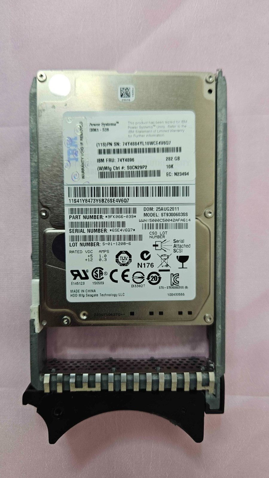 IBM FC 1911 74Y4896 283GB 10K RPM SAS SFF-1 HDD (IBM i) for IBM Power 7